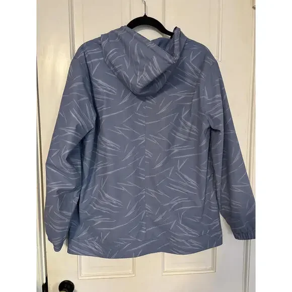 Weatherproof Vintage Blue Patterned Rain Jacket with Hood - Picture 6 of 9